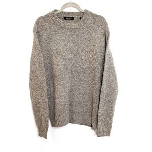 New Scotch & Soda Sweater Mens Large Lambswool Charcoal Grey Crew Neck Side Zip